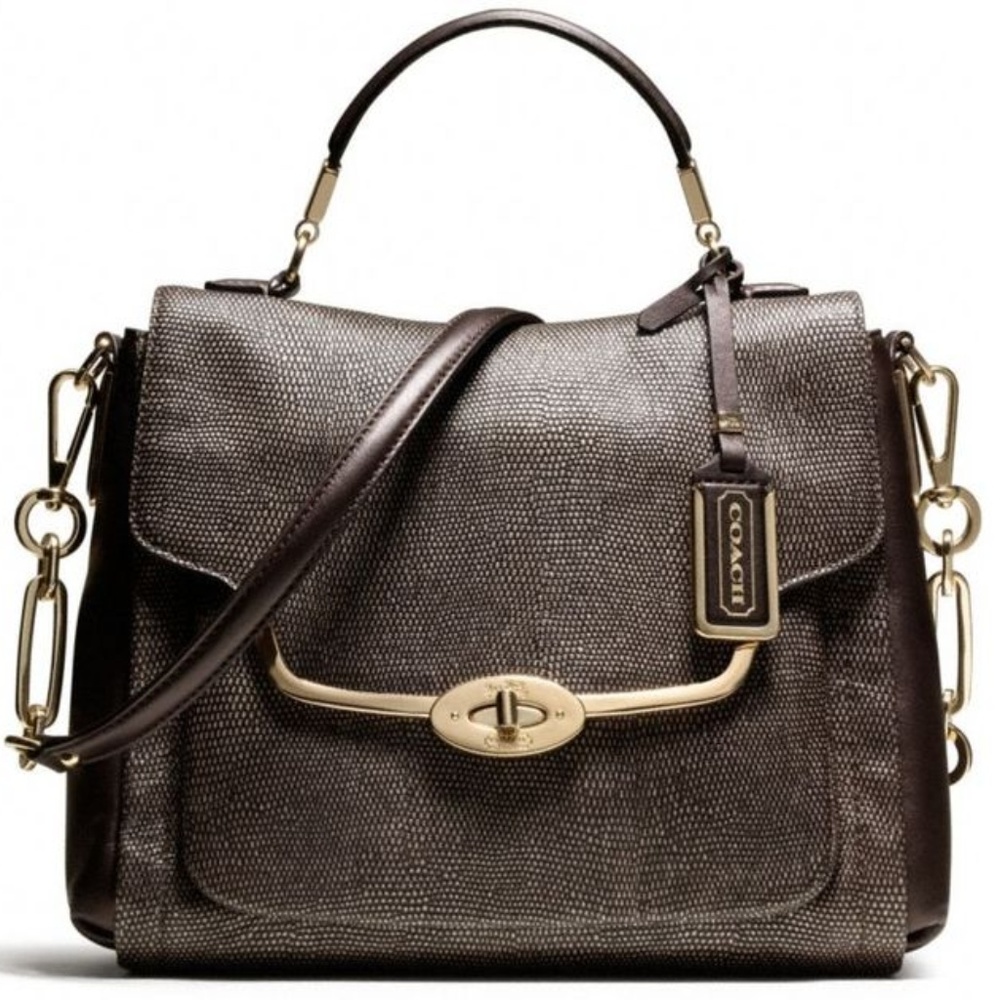 Coach Madison Glitter Lizard Sadie Flap Satchel